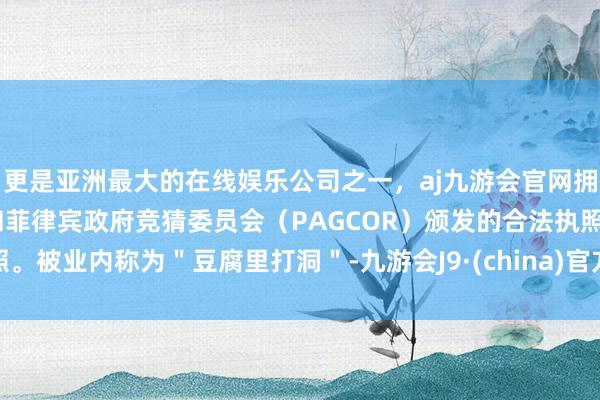 更是亚洲最大的在线娱乐公司之一，aj九游会官网拥有欧洲马耳他（MGA）和菲律宾政府竞猜委员会（PAGCOR）颁发的合法执照。被业内称为＂豆腐里打洞＂-九游会J9·(china)官方网站-真人游戏第一品牌