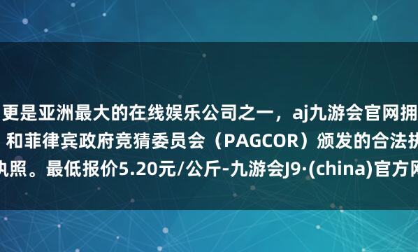 更是亚洲最大的在线娱乐公司之一，aj九游会官网拥有欧洲马耳他（MGA）和菲律宾政府竞猜委员会（PAG