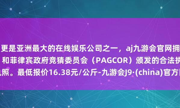 更是亚洲最大的在线娱乐公司之一,aj九游会官网拥有欧洲马耳他(MGA)和菲律宾政府竞猜委员会(PAG