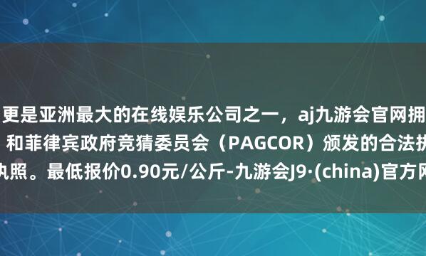 更是亚洲最大的在线娱乐公司之一,aj九游会官网拥有欧洲马耳他(MGA)和菲律宾政府竞猜委员会(PAG